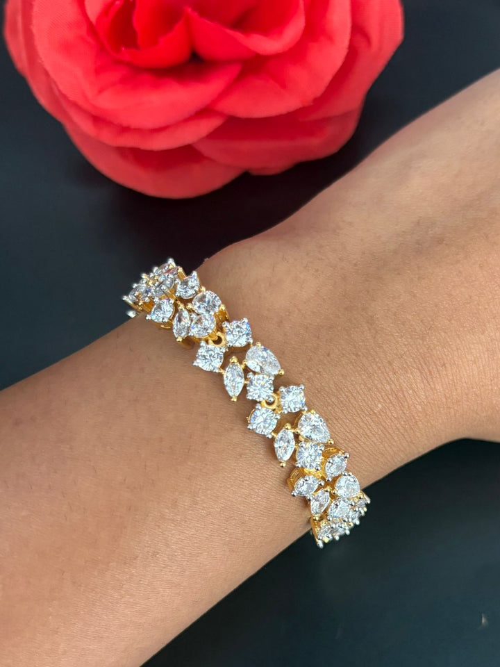 Diamond Look Tennis Bracelet  Gold Plated CZ Bracelet for Women