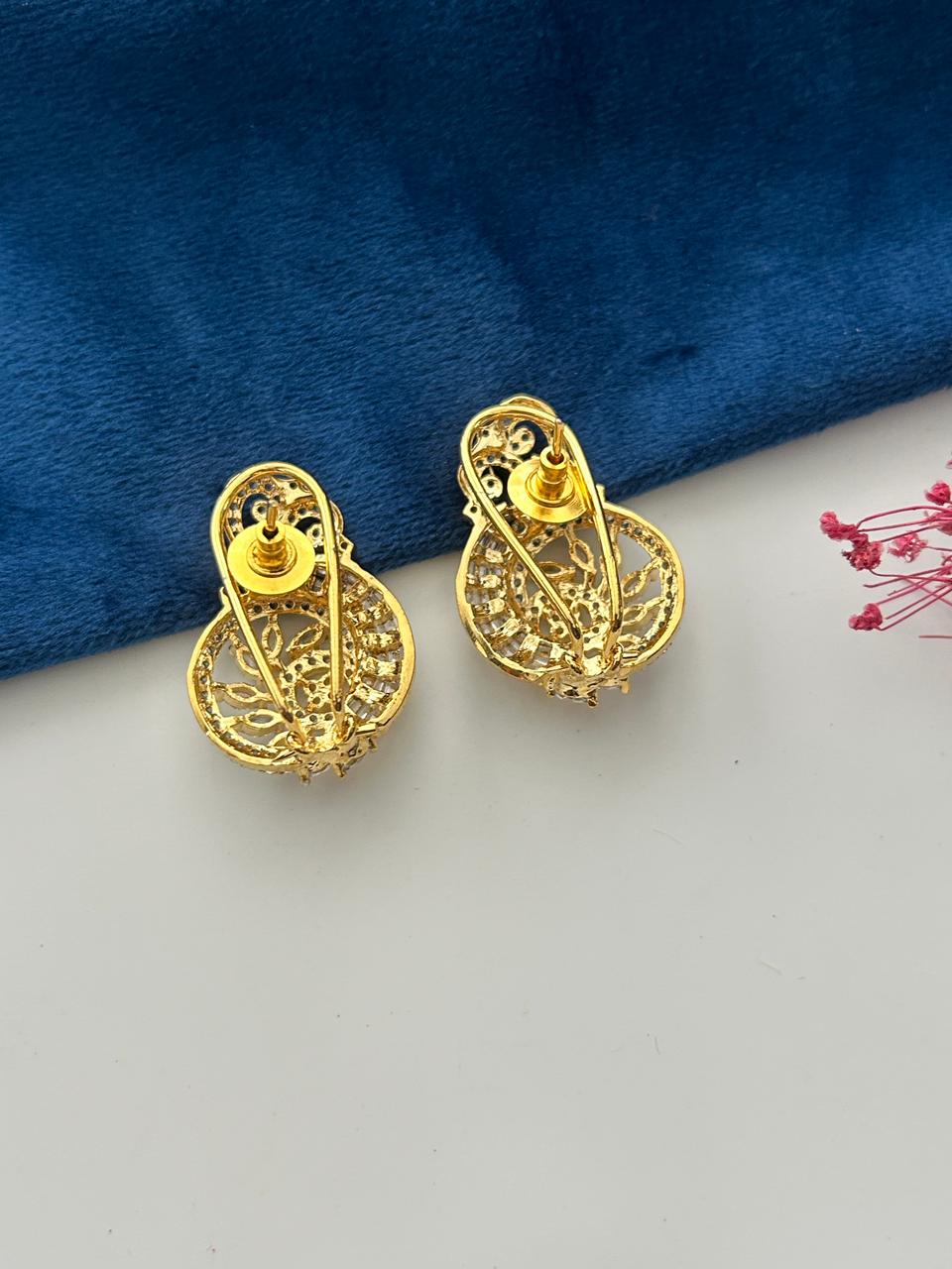 Mayurika Chandrika Peacock Design Diamond Look Pendant Set with Earrings