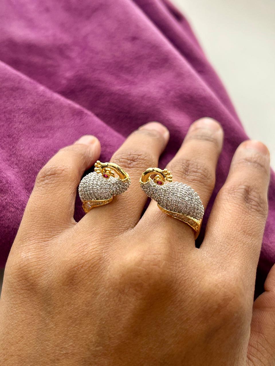 Mayurika Twin Mor Diamond Openable Ring