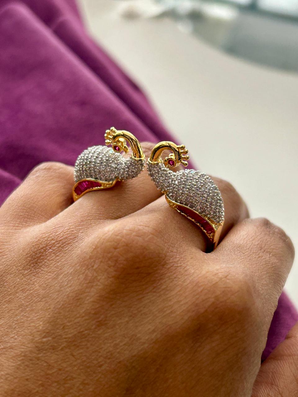 Mayurika Twin Mor Diamond Openable Ring