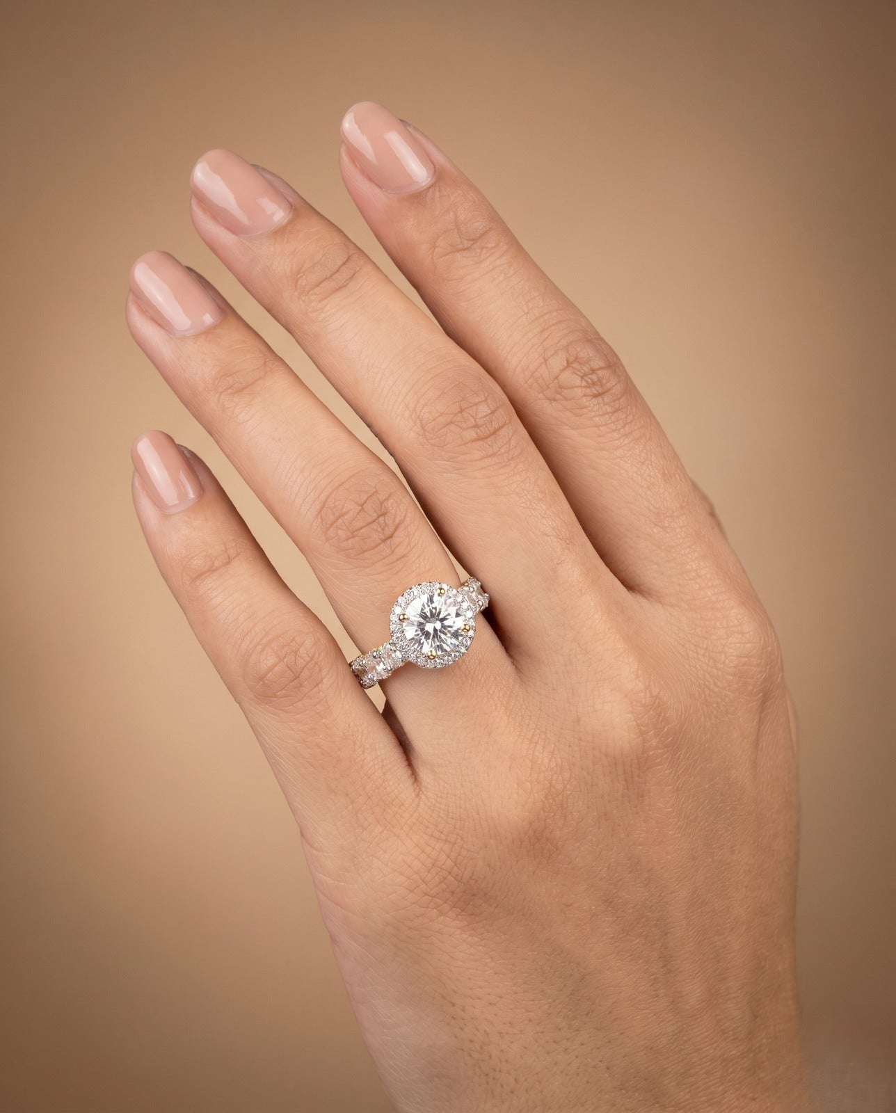 Noorika Solitaire AD Ring for Women Gold Tone Adjustable Designer Ring