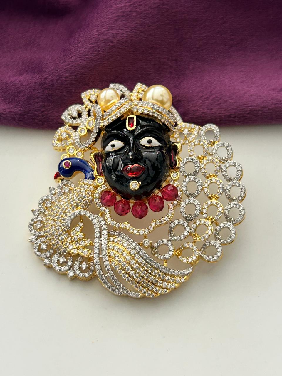 Shyaam Mayur AD Pendant Set with Earrings Gold Tone Peacock Designer Jewellery