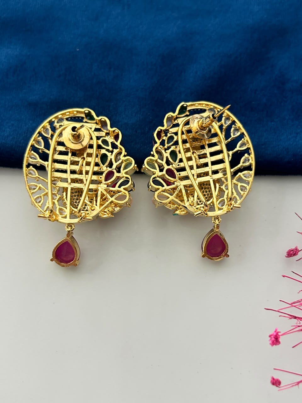 Morangi Emerald Peacock Pendant Set