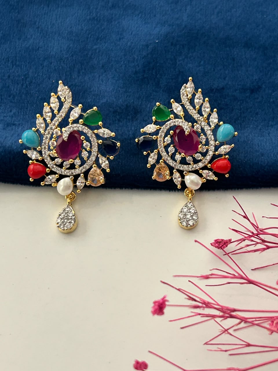 Navrangi Mayura Pendant Set