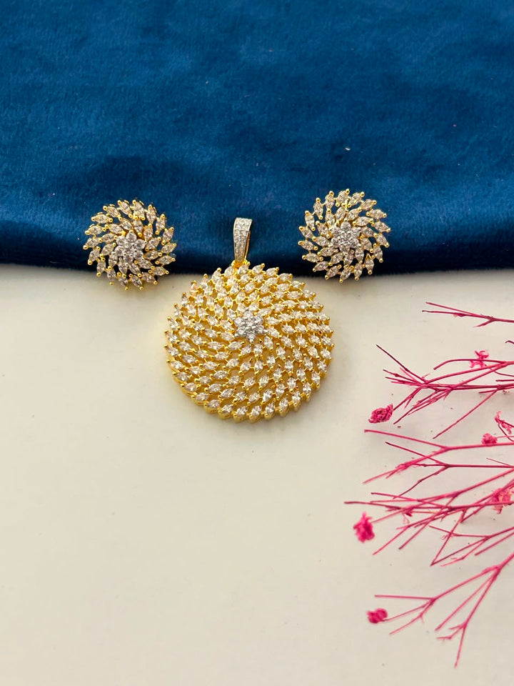 Chandrika Vortex Pendant Set – Gold Tone AD Jewellery for Women