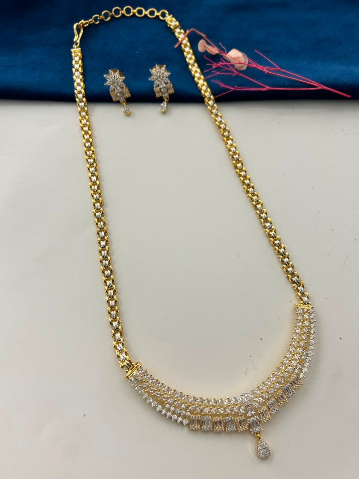Avyanna Diamond Grace  Gold Tone CZ Diamond Necklace Set with Earrings