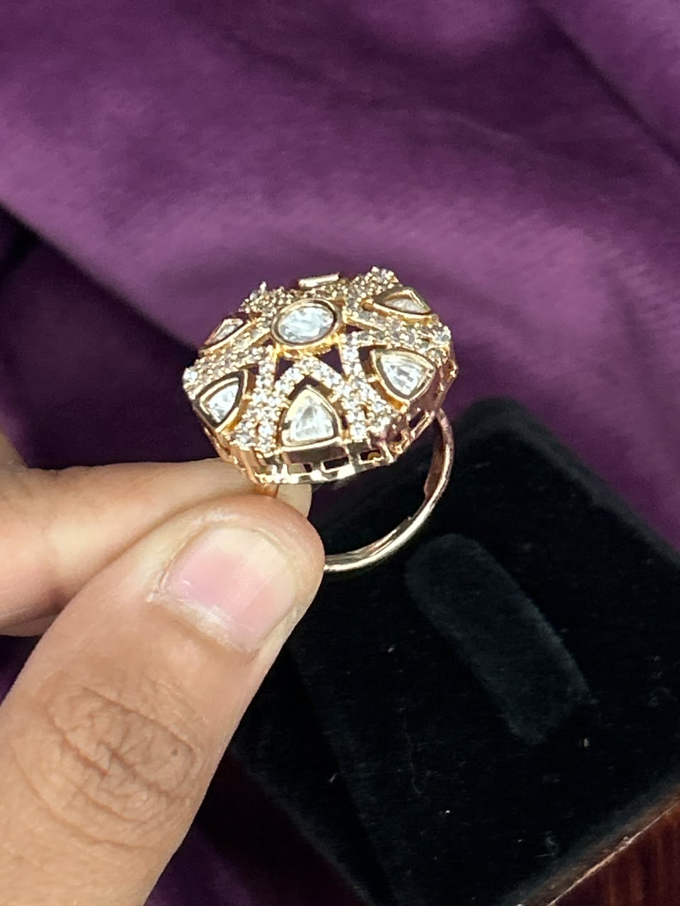 Raktima Ruby Kundan Ring for Women | Adjustable Statement Ring