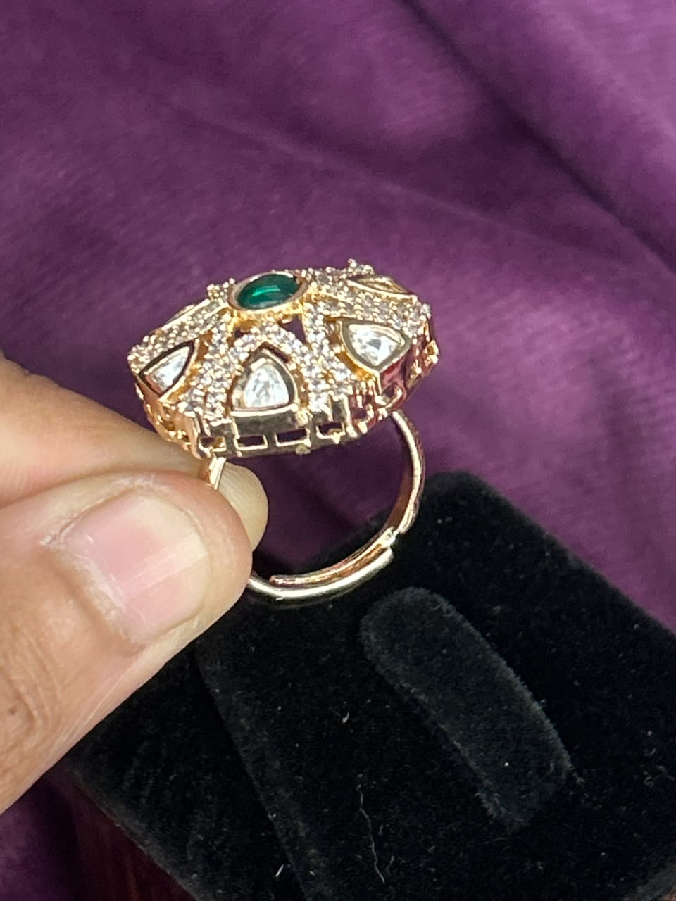 Raktima Ruby Kundan Ring for Women | Adjustable Statement Ring
