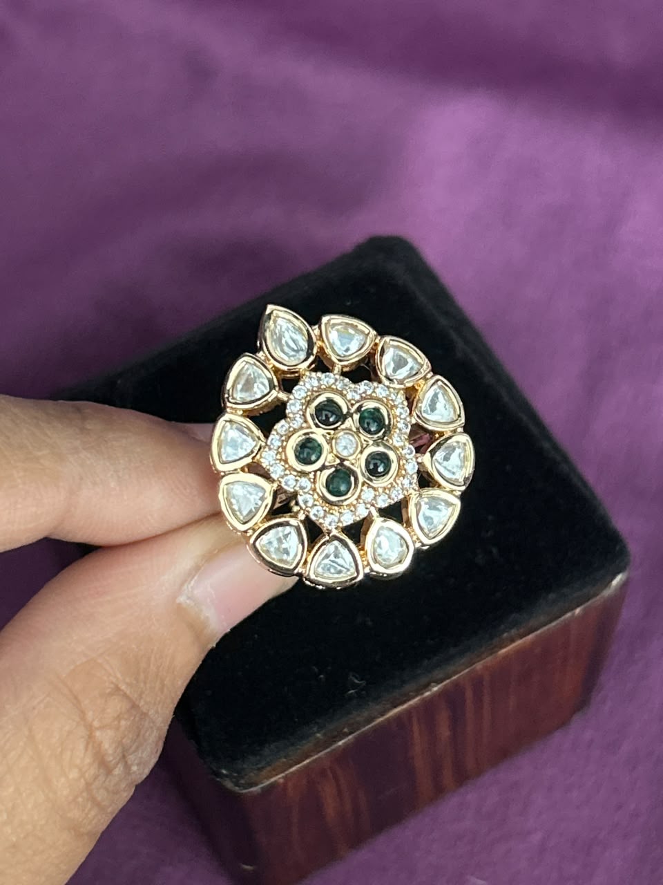 Harinika Green Kundan AStatement Ring