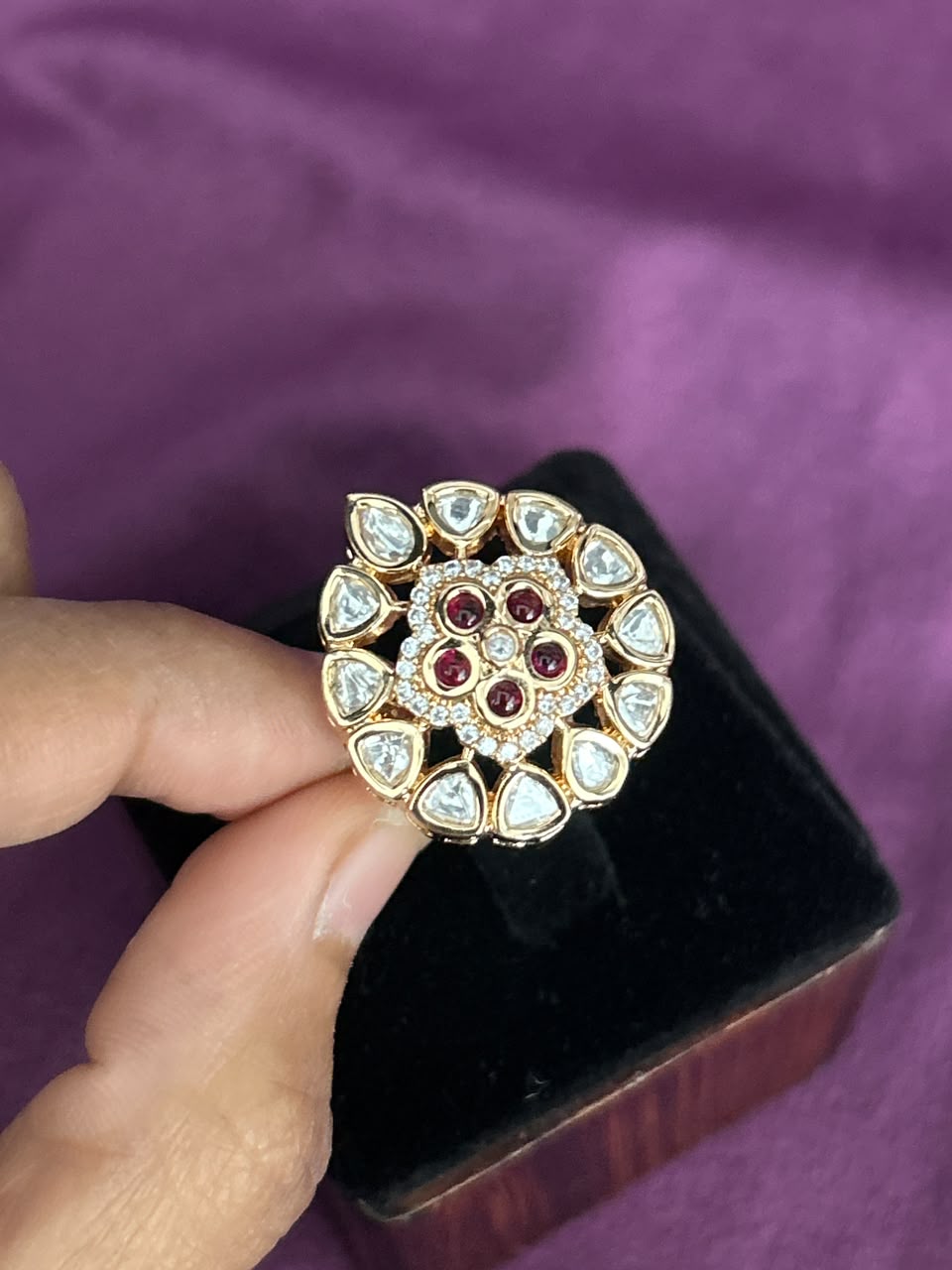 Harinika Green Kundan AStatement Ring