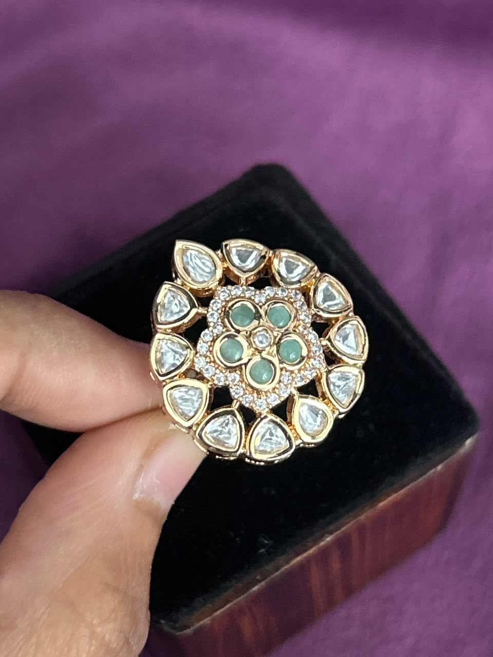 Harinika Green Kundan AStatement Ring