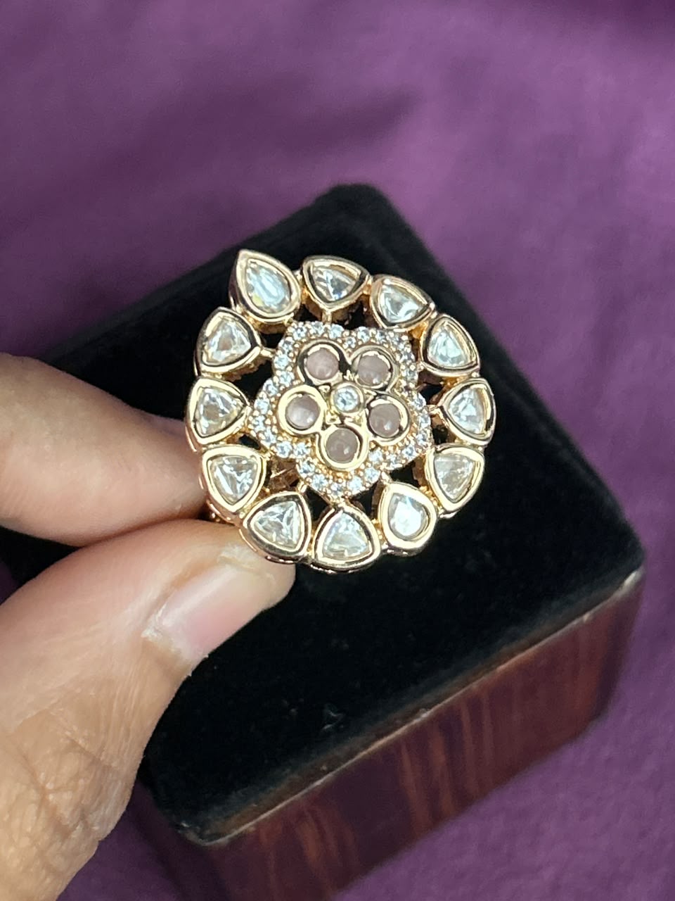Harinika Green Kundan AStatement Ring