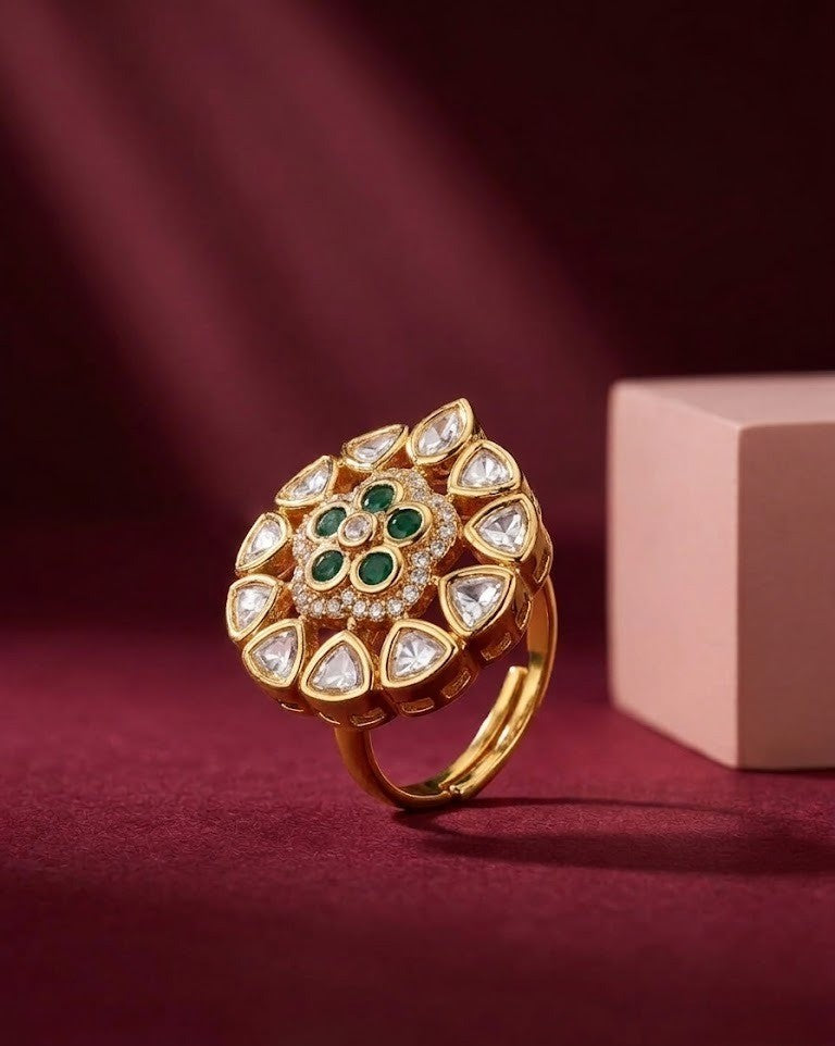 Harinika Green Kundan AStatement Ring