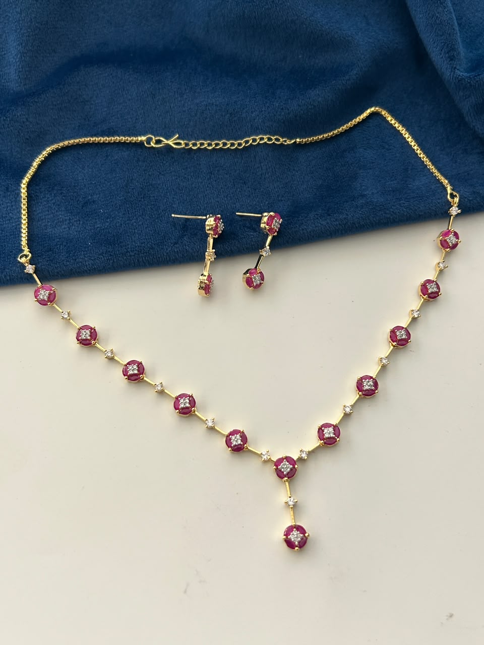 Ruhani Ruby Blossom Necklace Set