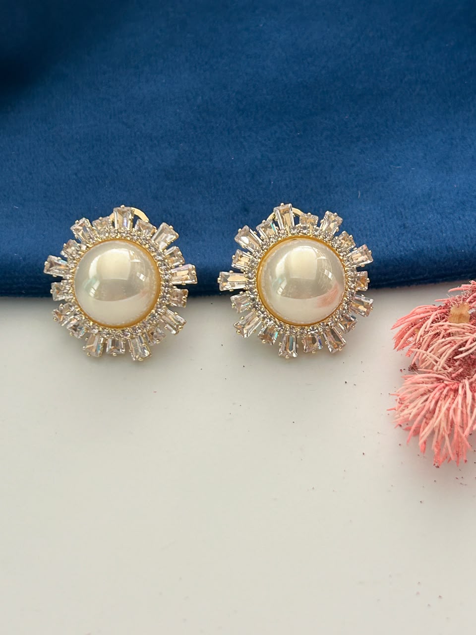 Mahira Pearl Sunburst Stud Earrings