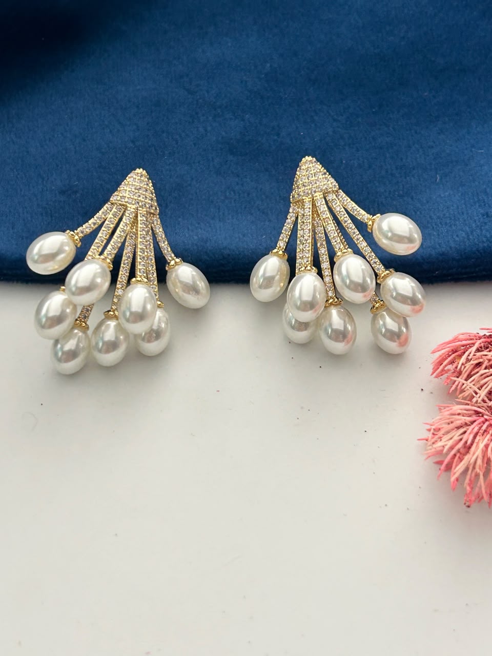 Noorika Pearl Cascade Stud Earrings