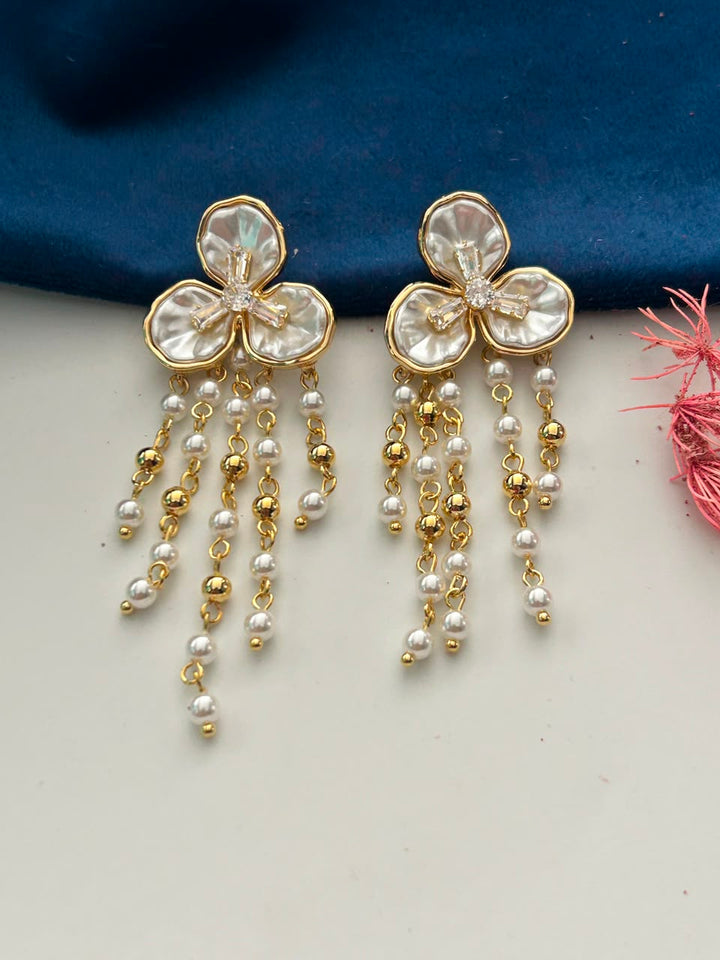 Aabira Pearl Blossom Drop Earrings