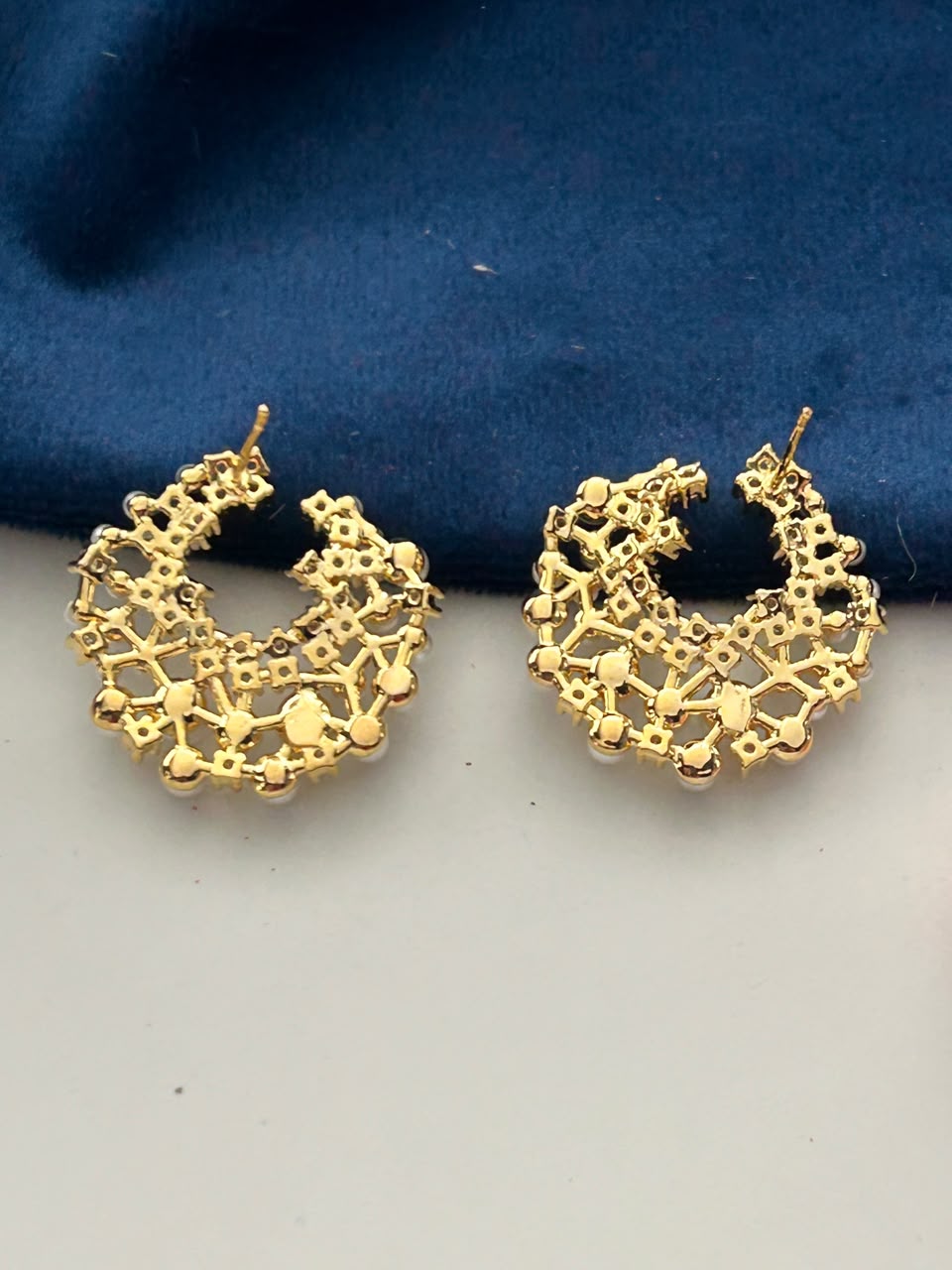 Inaya Pearl Crescent Stud Earrings