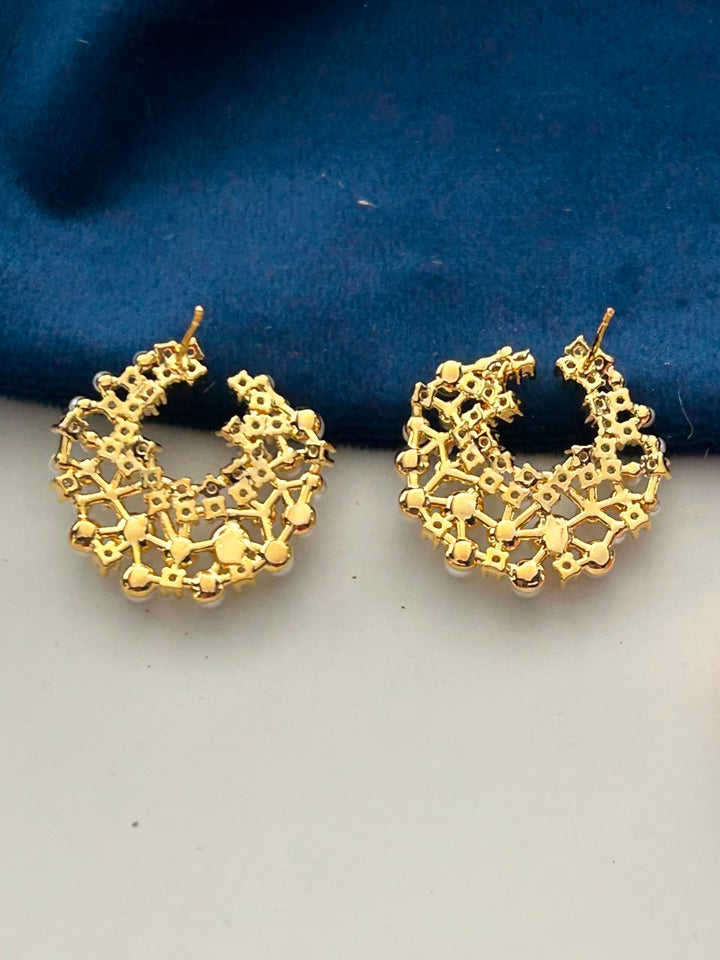 Inaya Pearl Crescent Stud Earrings