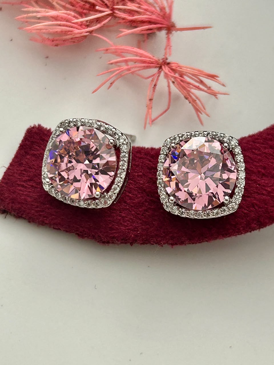 Swarovski Stone Gulnaar Blush Crystal Stud Earrings