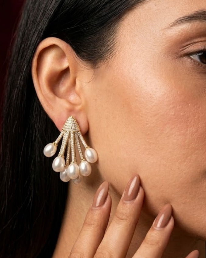 Noorika Pearl Cascade Stud Earrings