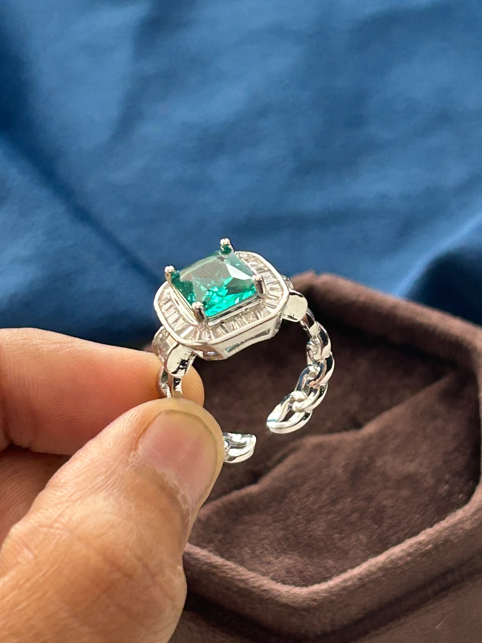 Nayantara Radiance Ring – Cushion Cut Crystal Halo Ring