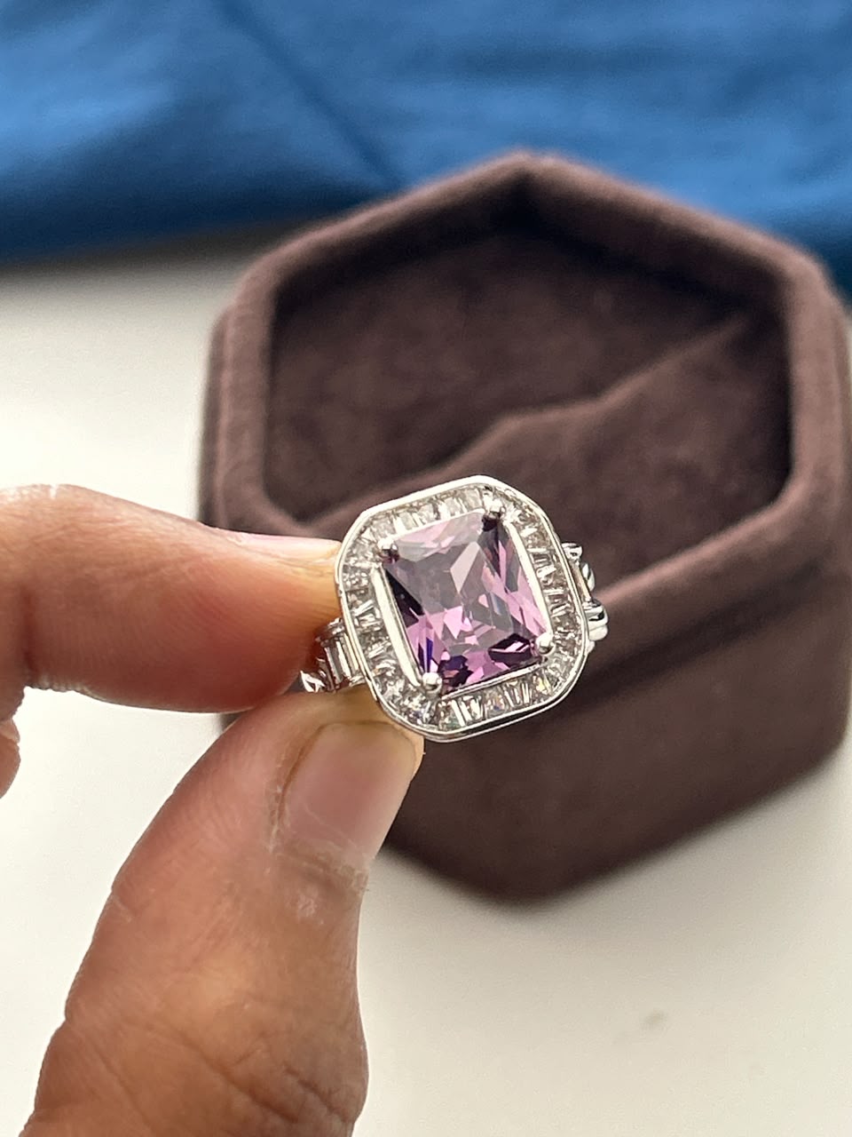 Nayantara Radiance Ring – Cushion Cut Crystal Halo Ring