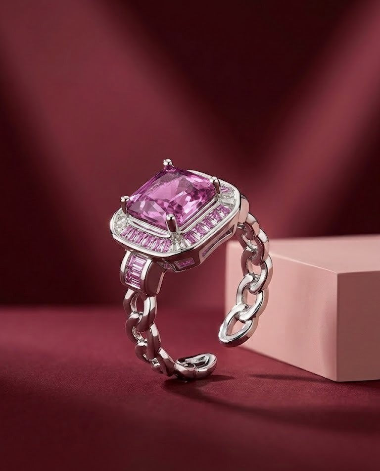 Nayantara Radiance Ring – Cushion Cut Crystal Halo Ring