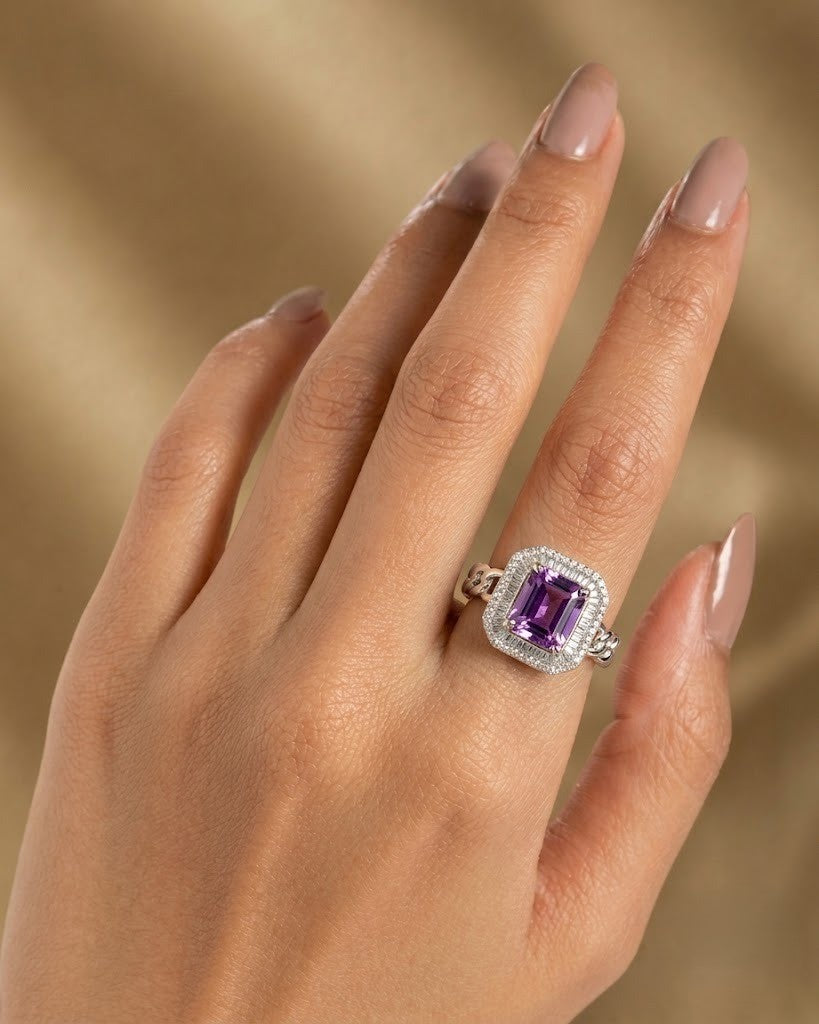Nayantara Radiance Ring – Cushion Cut Crystal Halo Ring