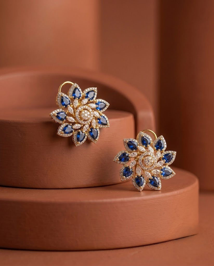 Meherika Emerald Bloom AD Floral Earrings