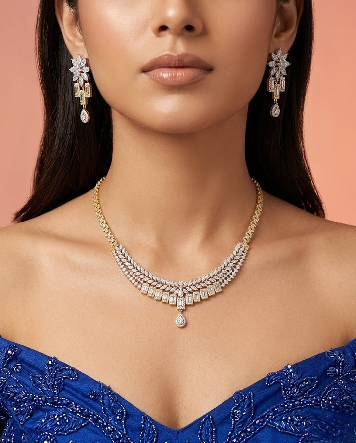 Bridal Diamond Look Necklace Set for Women | Elegant Jewellery