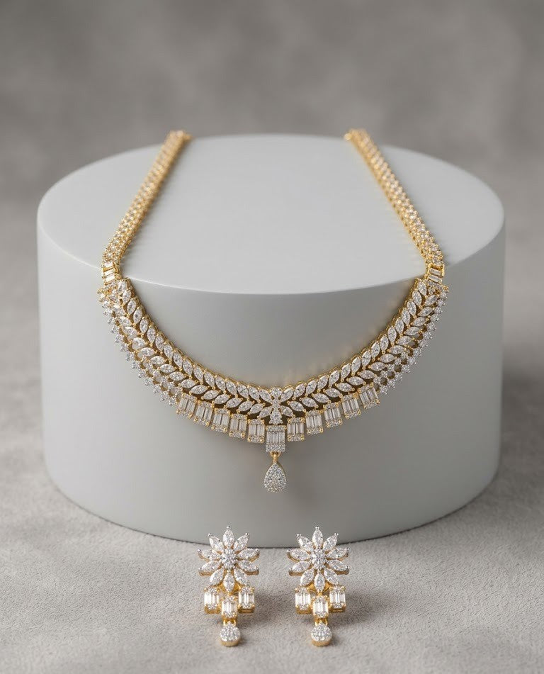 Bridal Diamond Look Necklace Set for Women | Elegant Jewellery