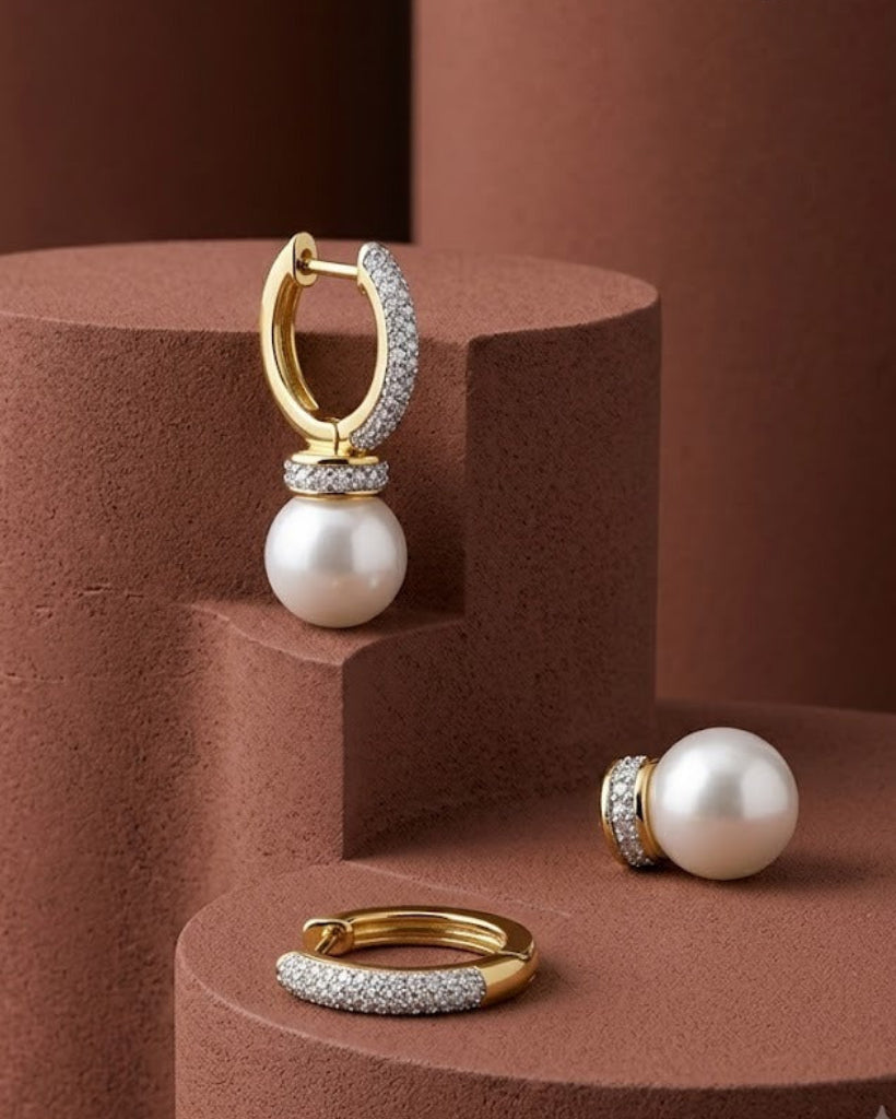 Prisha Pearl Luxe AD Hoop Earrings