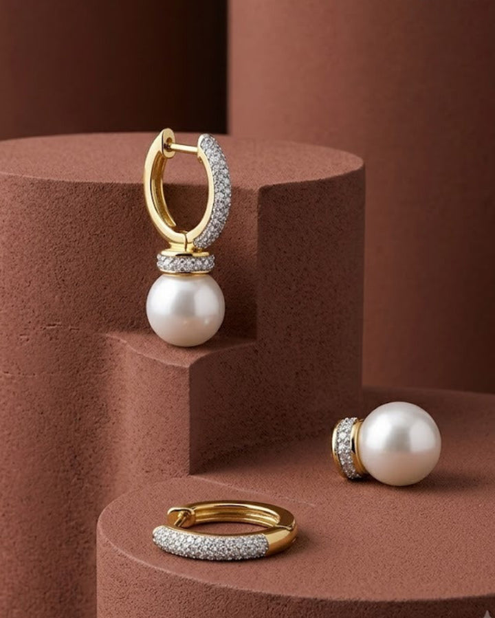 Prisha Pearl Luxe AD Hoop Earrings