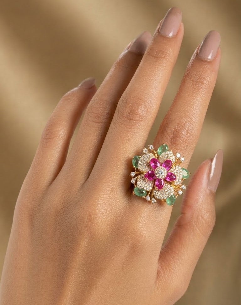 Ridhima Ruby Blossom Statement AD Ring