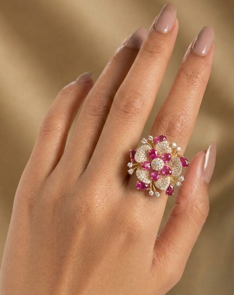 Ridhima Ruby Blossom Statement AD Ring