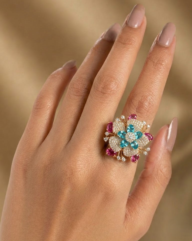 Ridhima Ruby Blossom Statement AD Ring