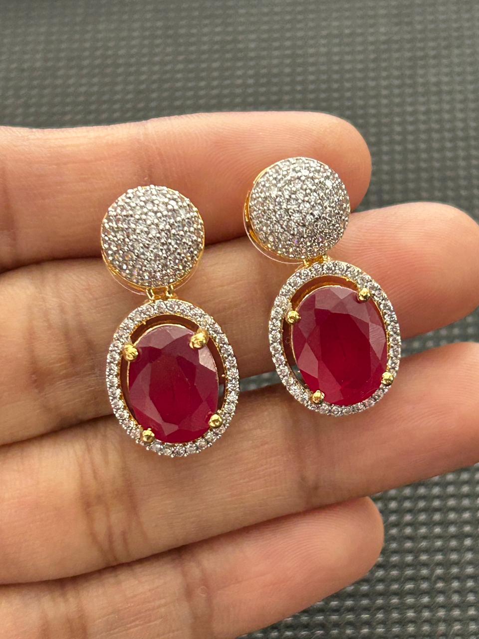 Aaradhya Emerald Halo AD Drop Earrings