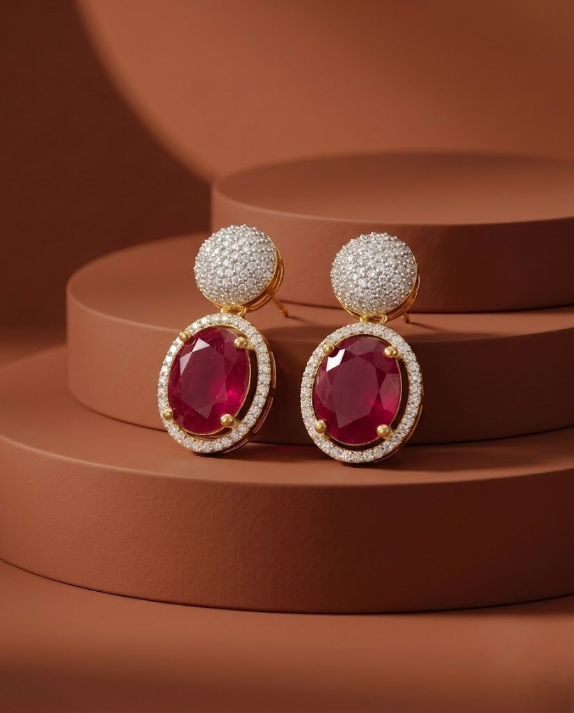 Aaradhya Emerald Halo AD Drop Earrings