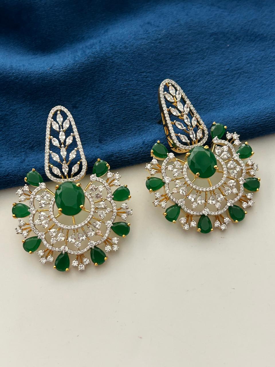 Ruhani Premium Ruby CZ Diamond Statement Earrings