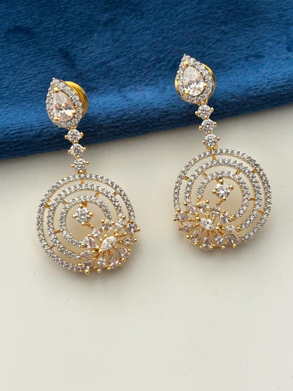 Avyana Premium CZ Diamond Spiral Drop Earrings