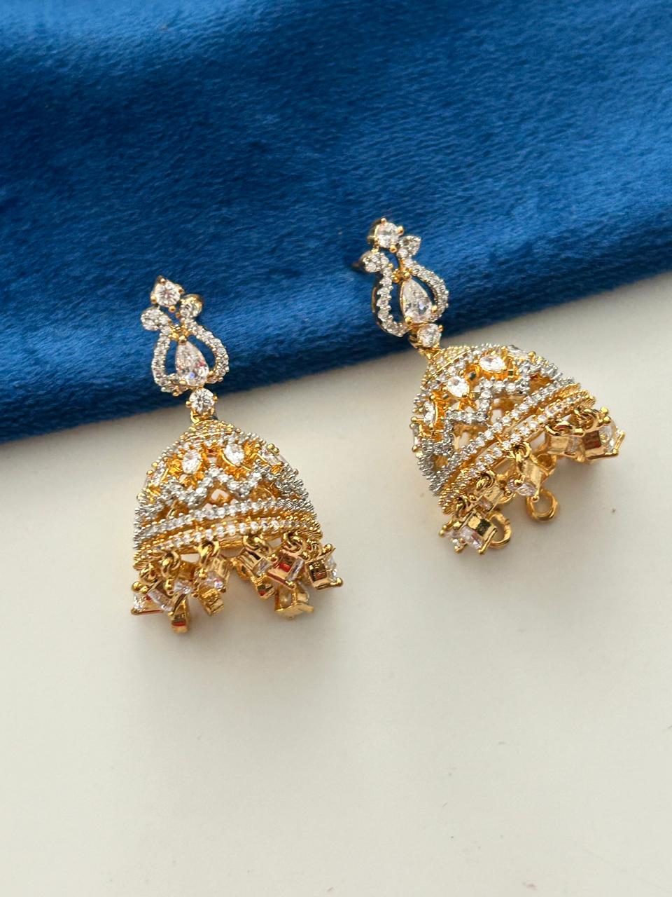 Kiara Premium CZ Diamond Bell Jhumka Earrings