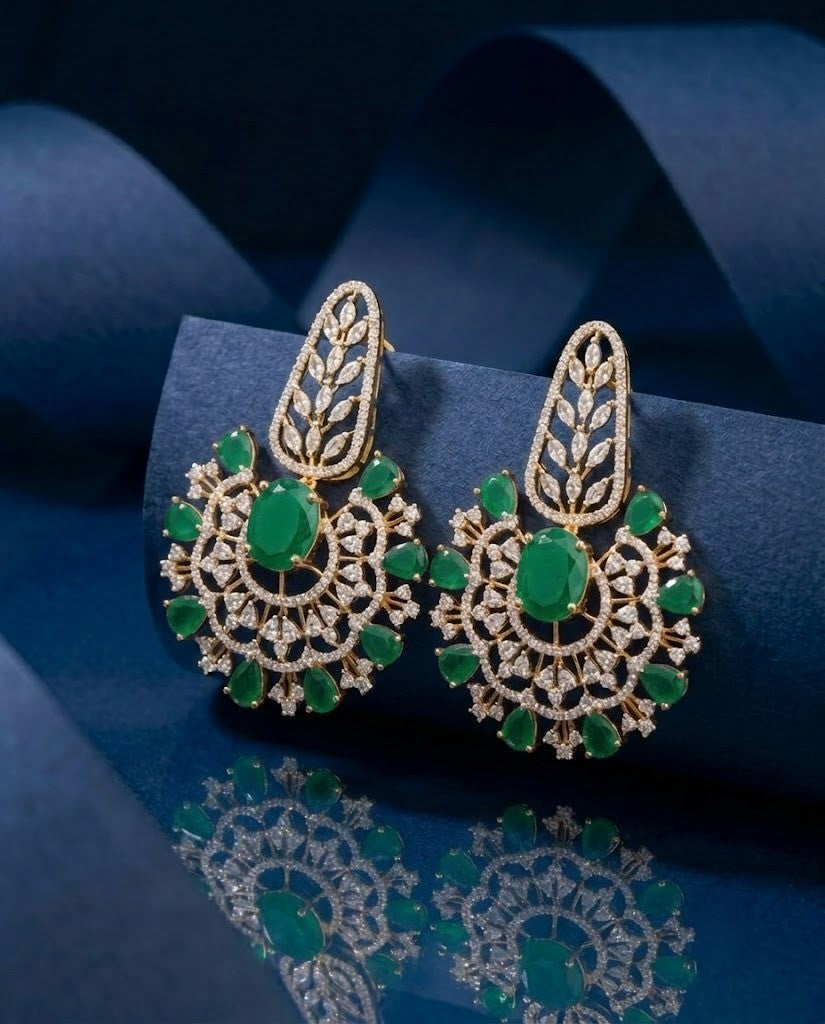 Ruhani Premium Ruby CZ Diamond Statement Earrings