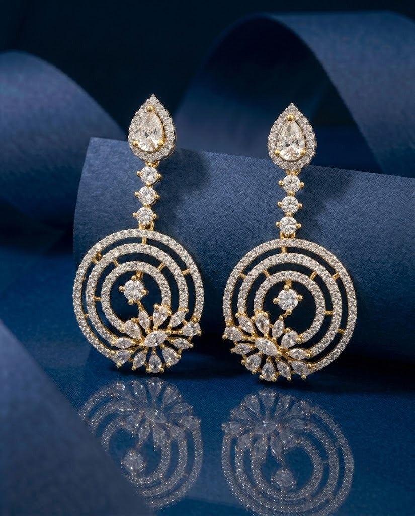 Avyana Premium CZ Diamond Spiral Drop Earrings
