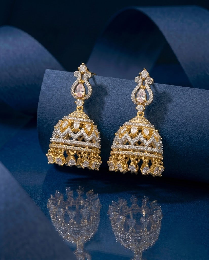 Kiara Premium CZ Diamond Bell Jhumka Earrings