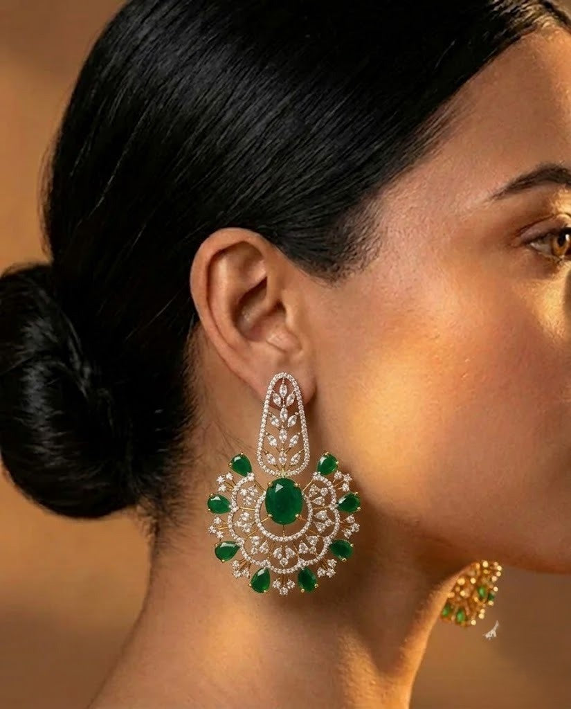 Ruhani Premium Ruby CZ Diamond Statement Earrings