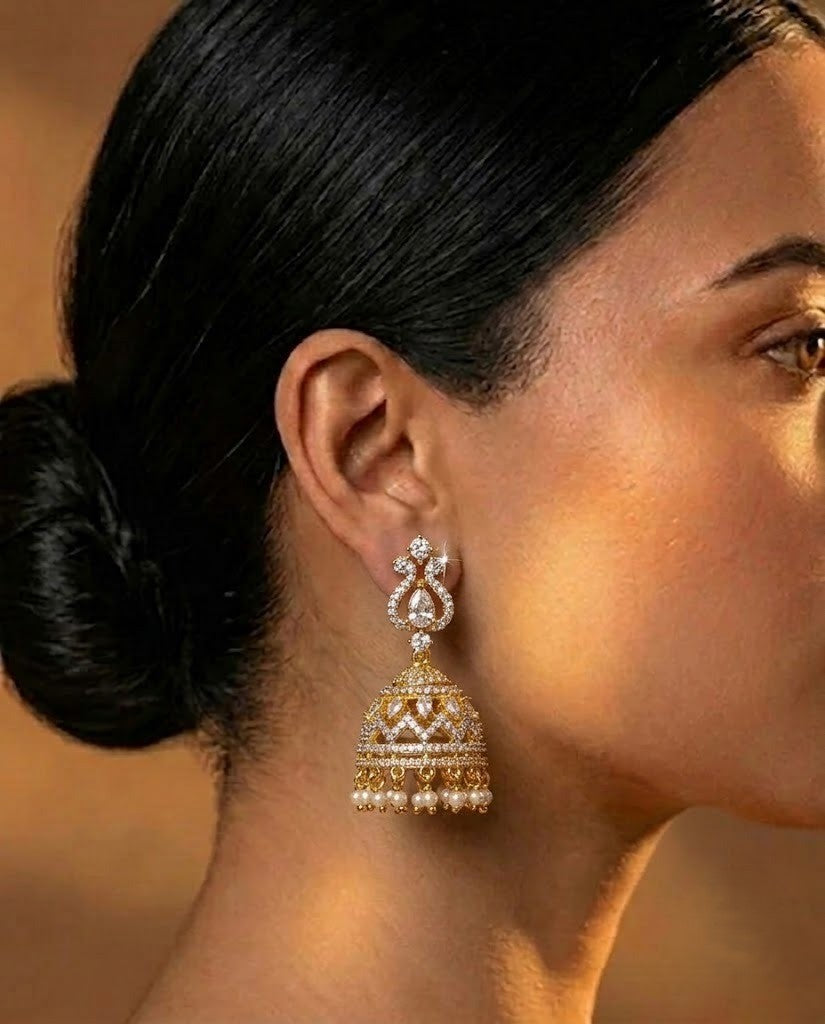Kiara Premium CZ Diamond Bell Jhumka Earrings