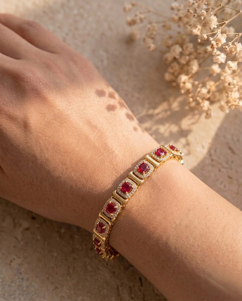 Raktima Ruby CZ Openable Bracelet for Women