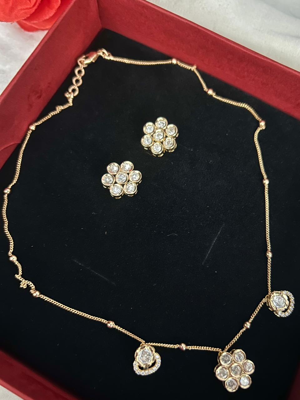 Noor Blossom Gold Finish Floral  Pendant Set for Women