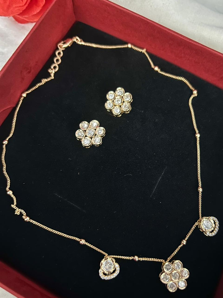 Noor Blossom Gold Finish Floral  Pendant Set for Women